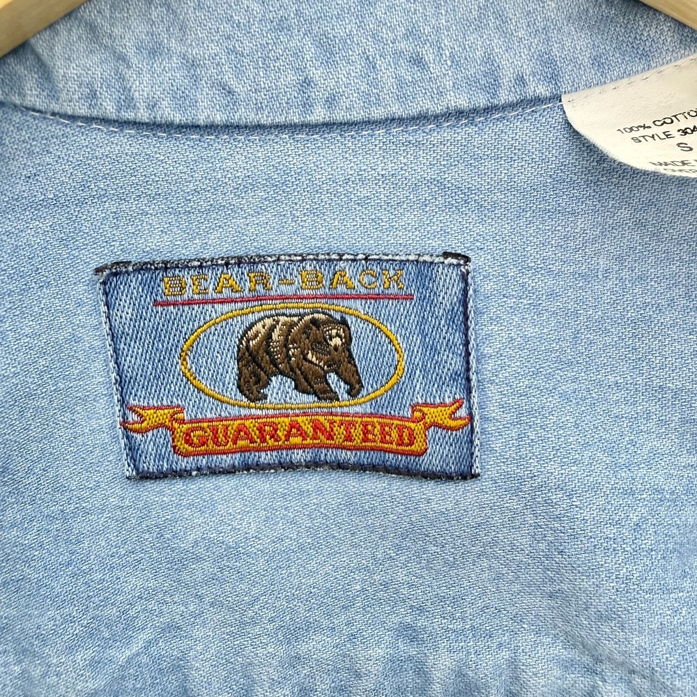 Vintage Bear-Back Guarantee Pioneer Seeds Chambray Work Shirt Small NWT USA Made - Picture 8 of 14